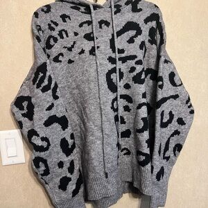 Gray Leopard Print Women's Sweater